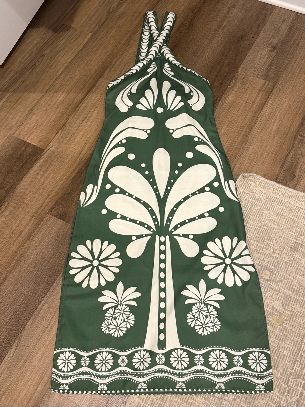 Green and White Floral Halter Dress